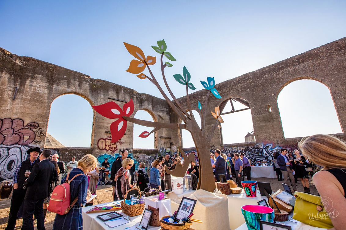 tree art sculpture in middle of event