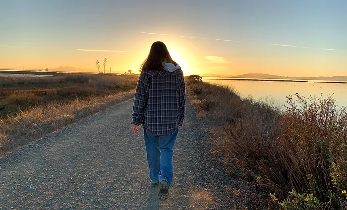 woman walking outside