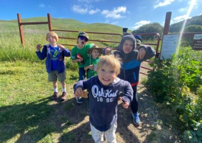 group of kids at the Newll Open Space gate