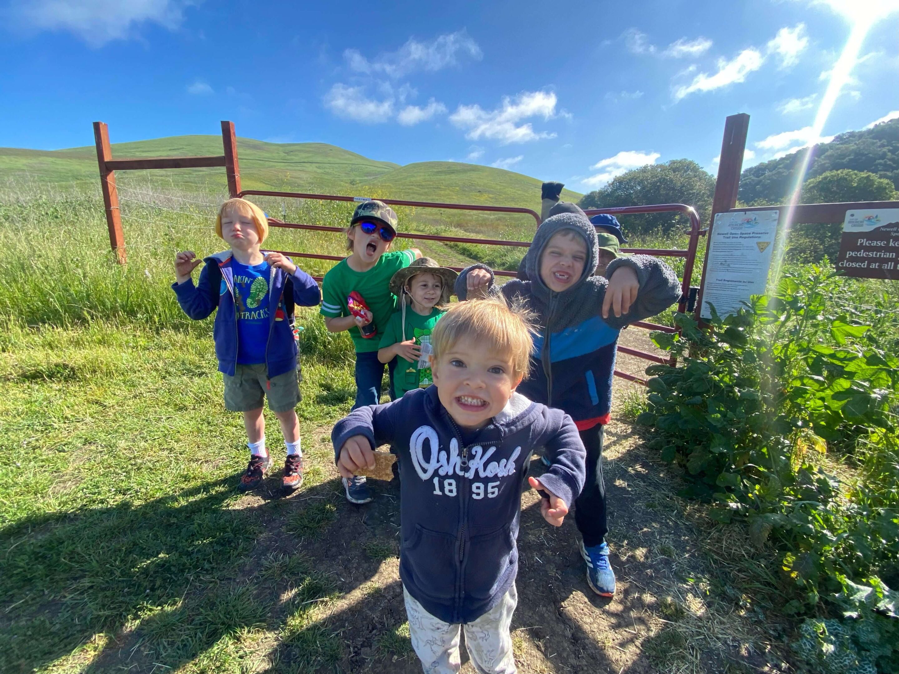 group of kids at the Newll Open Space gate