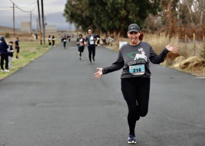 Runner nearing the reindeer run finish line