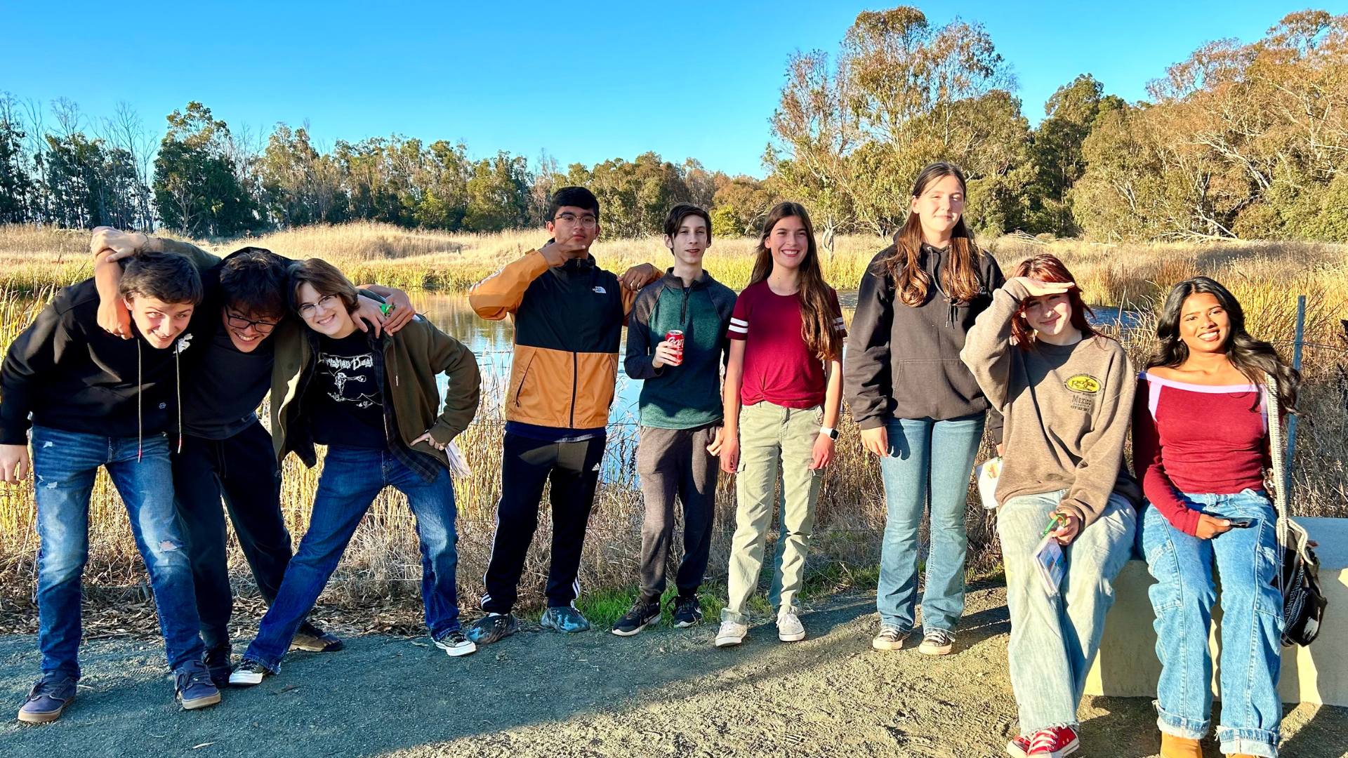 Teen Play team members enjoying the wetlands