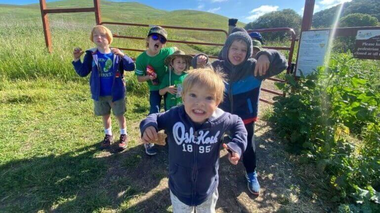 Kids at the Newell trail gate