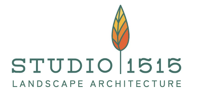 Studio 1515 landscape architecture logo with a leaf